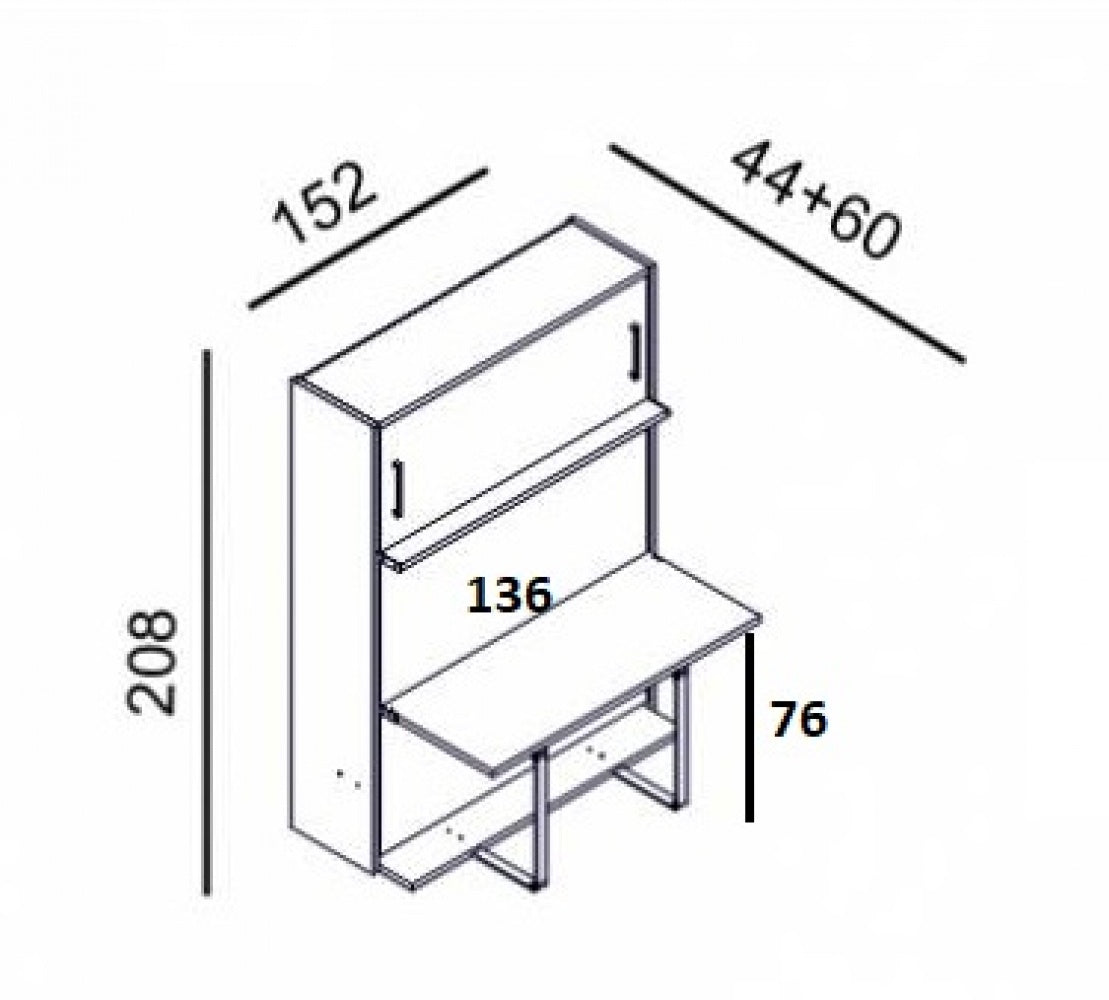 Schrankbett Loft inkl. Schreibtisch