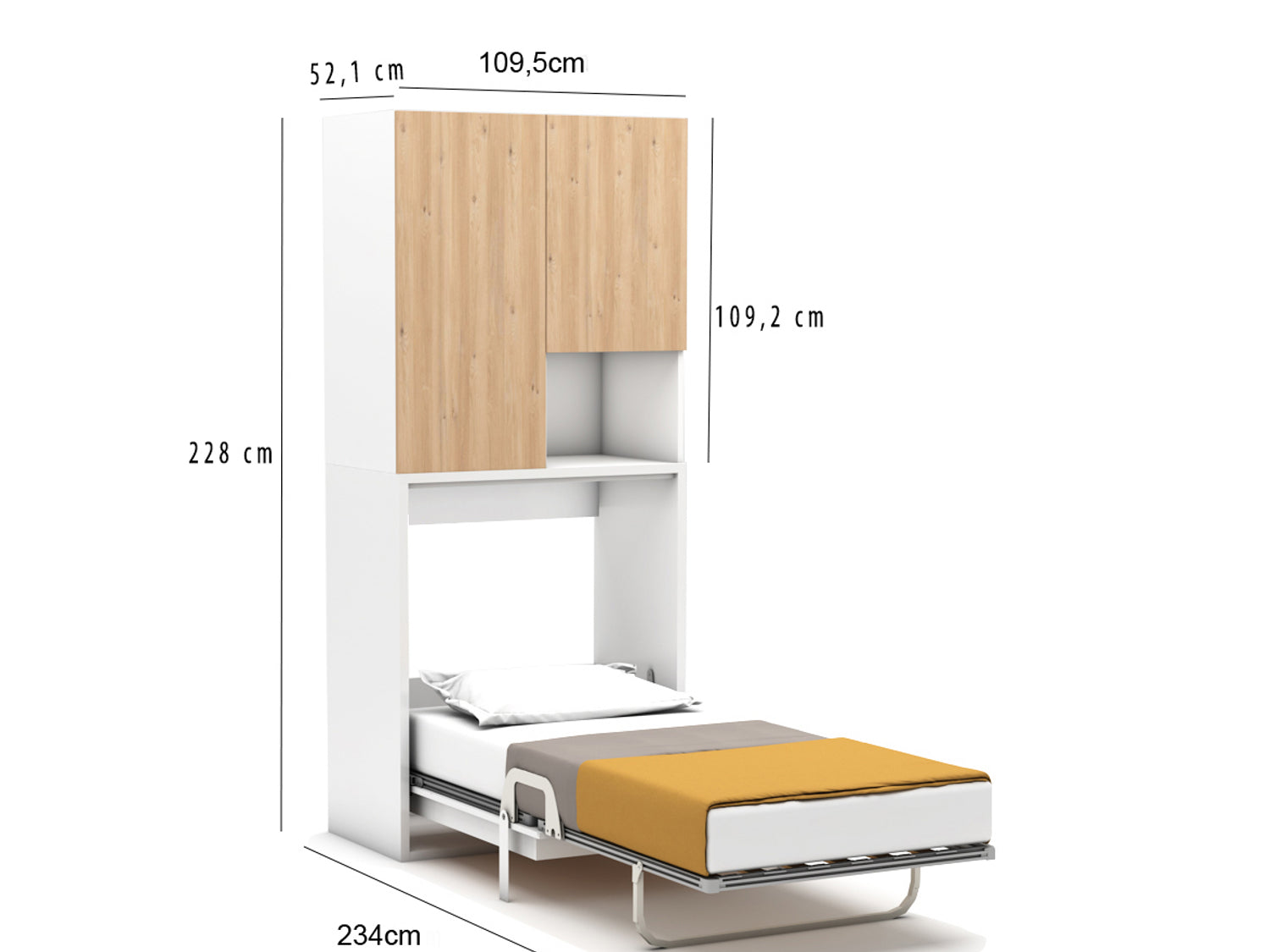 Klappbett Capsule inkl. Klapptisch und Schrank